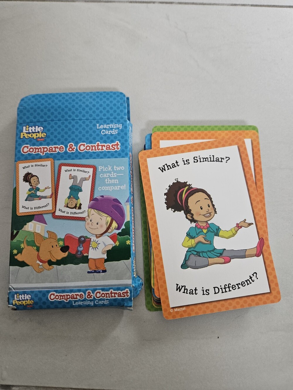 Compare & Contrast Learning Cards - Colorful Educational Set Little People
